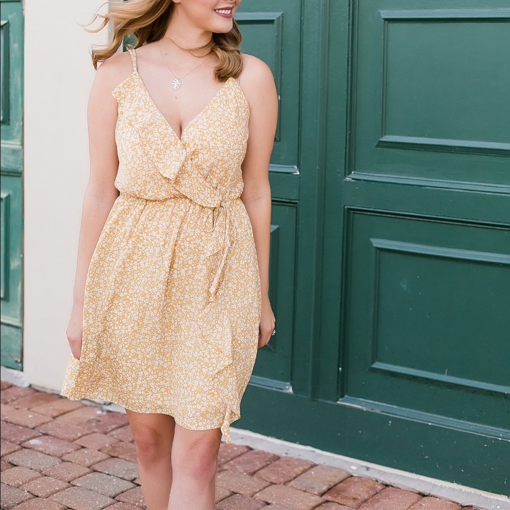 Mustard Floral Dress